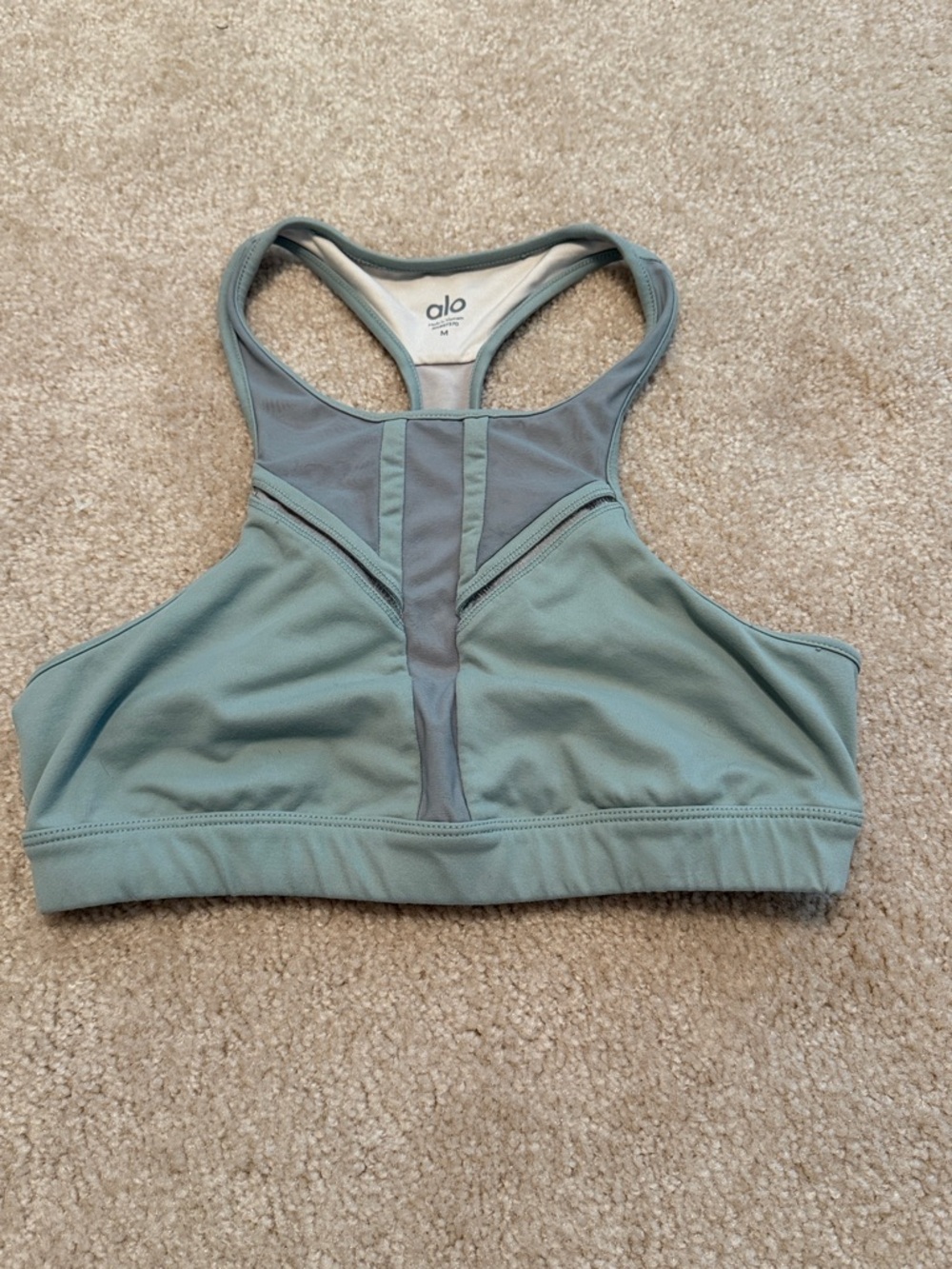 ALO Yoga High-Neck Racerback Sports Bra in Sage